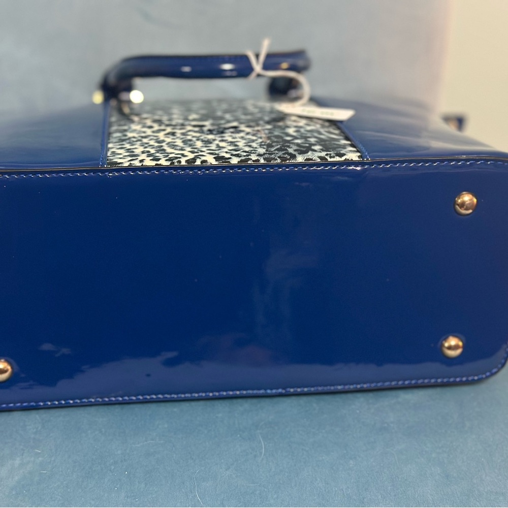 -SOLD-Bebe Rare Elegant Blue and Animal Print Tote Bag - Picture 6 of 9